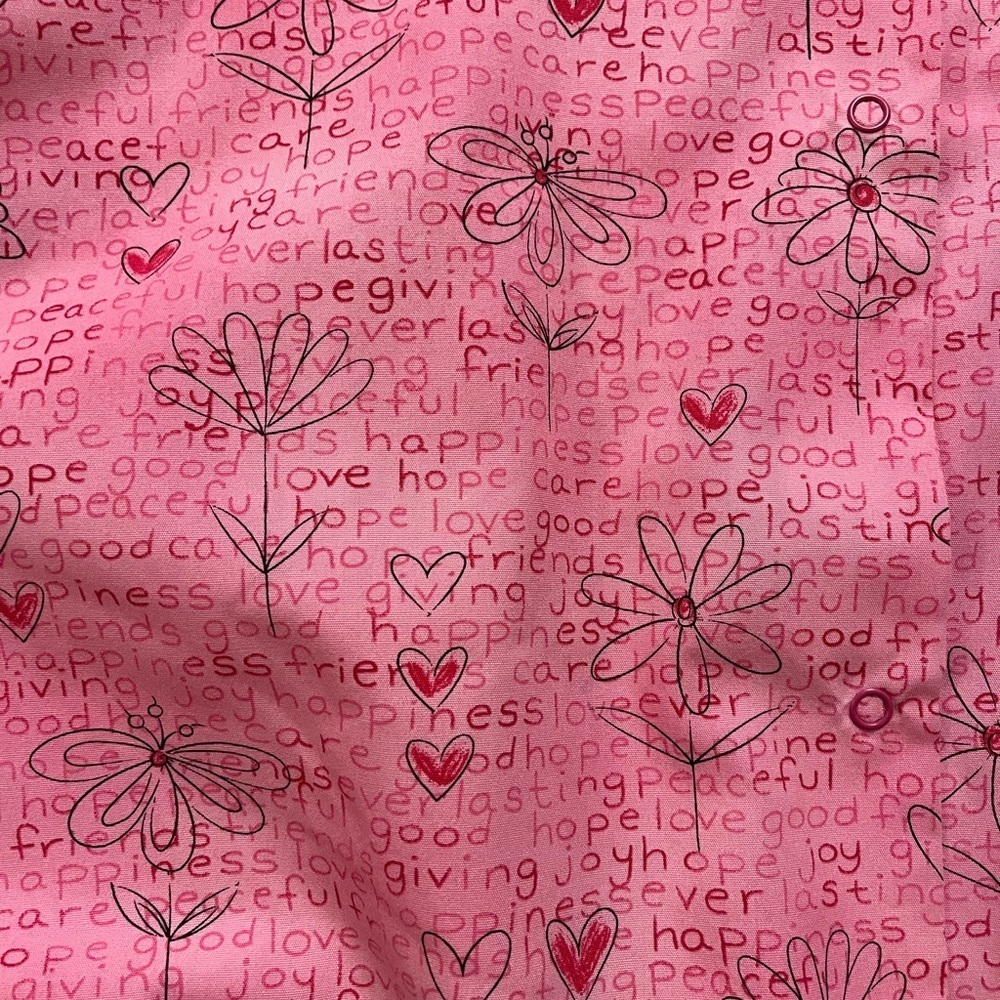 H.Q. Scrubs Pink floral Love Pattern lab coat - Picture 6 of 6